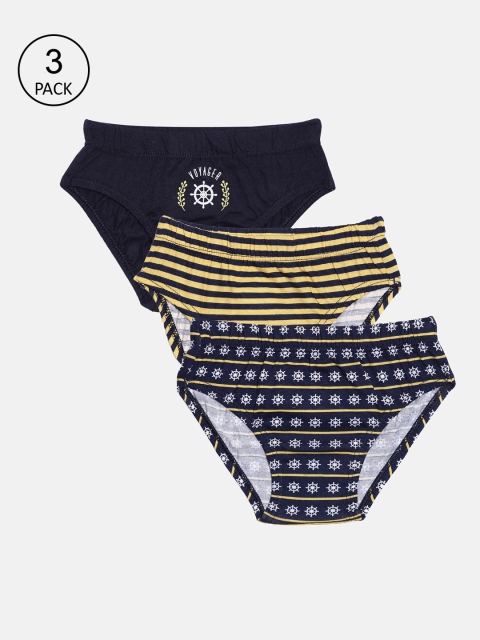 

Bitz Boys Organic Cotton Printed Brief Pack of 3, Navy blue