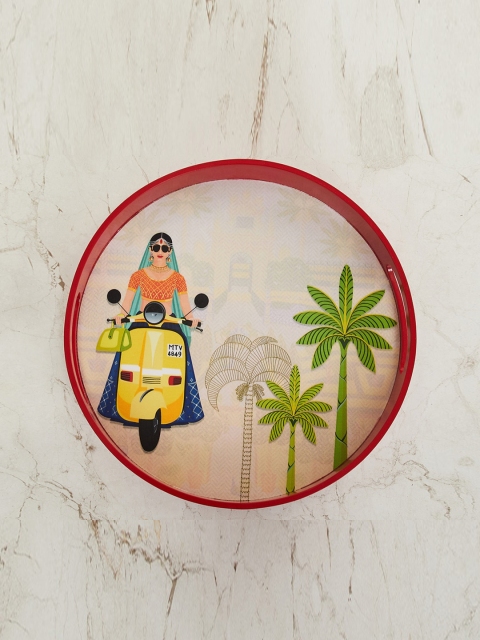 

Home Centre Red & Green Raisa Pop Street Printed Wooden Round Tray