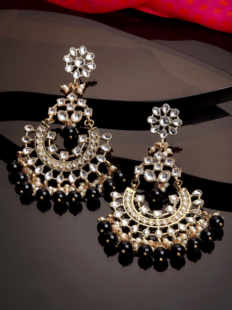 

KARATCART Black & Gold-Toned Classic Chandbalis Earrings