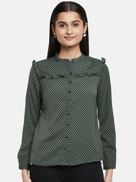 

Annabelle by Pantaloons Green Floral Ruffles Regular Top