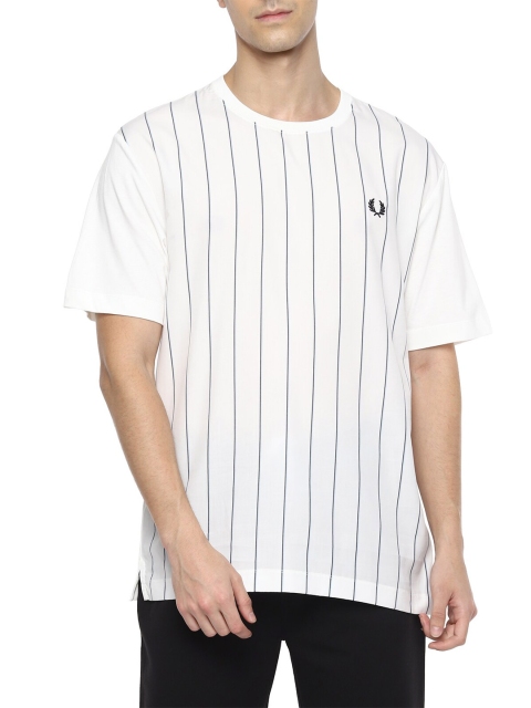 

Fred Perry Men White & Blue Striped T-shirt