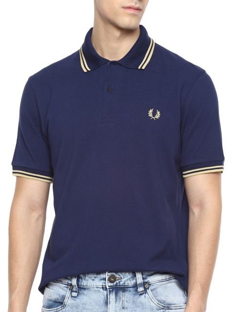 

Fred Perry Men Navy Blue Polo Collar Slim Fit T-shirt