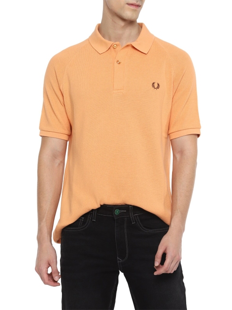 

Fred Perry Men Peach-Coloured Polo Collar Cotton T-shirt