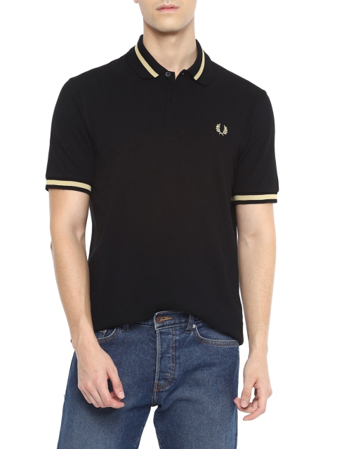 

Fred Perry Men Black Polo Collar T-shirt