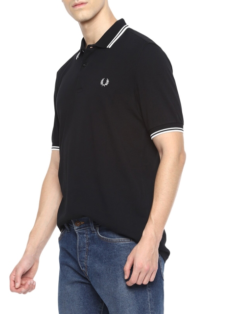 

Fred Perry Men Black Polo Collar Cotton T-shirt