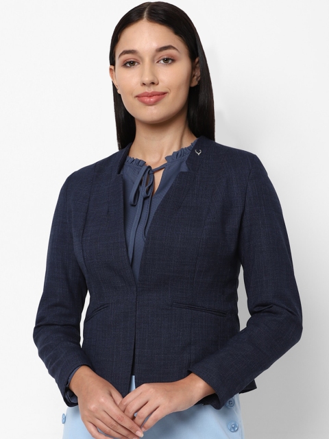

Allen Solly Woman Women Navy Blue Self Design Single-Breasted Casual Blazer