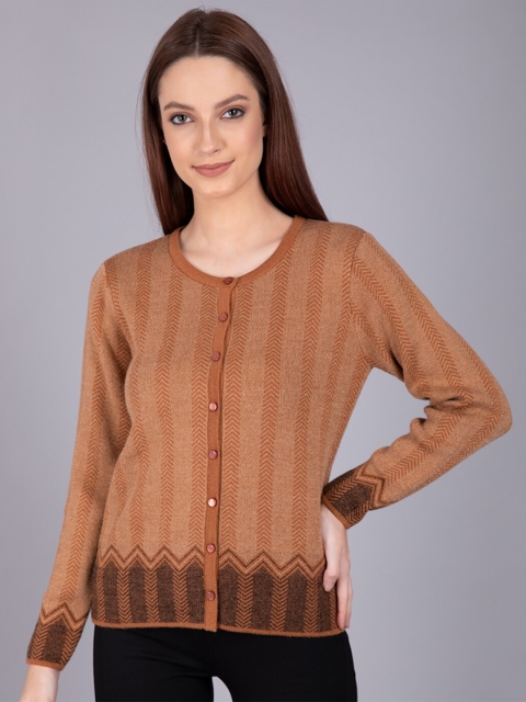 

Madame Women Brown Printed Woolen Cardigan