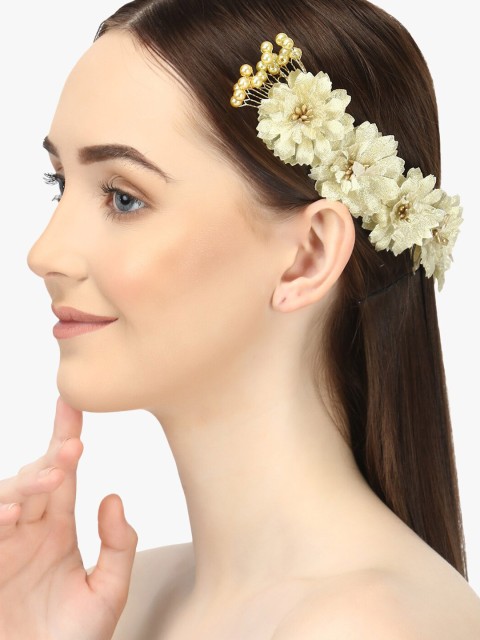 

Adwitiya Collection Women Gold-Toned & Cream-Coloured Beaded Hair Accessory
