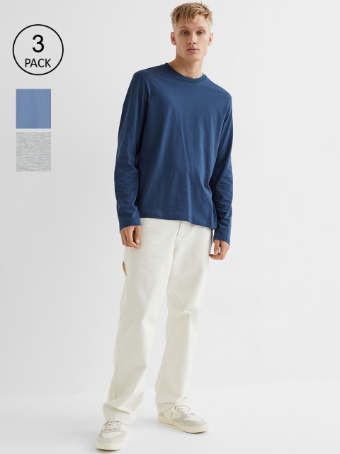 

H&M Men Grey & Blue 3-Pack Regular Fit Jersey Tops