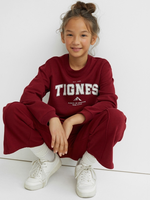

H&M Girls Red & White Typography Printed Sweatshirt