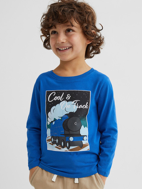 

H&M Boys Blue & Black Printed Jersey Top