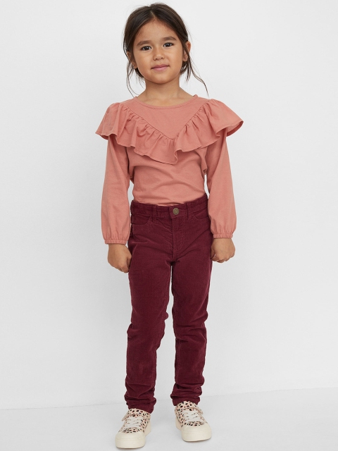 

H&M Girls Red Solid Skinny Fit Lined Trousers