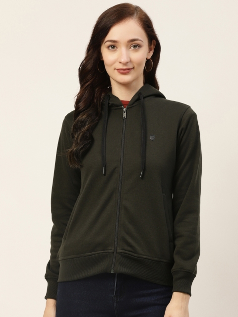 

Okane Women Olive Green Hooded Sweatshirt