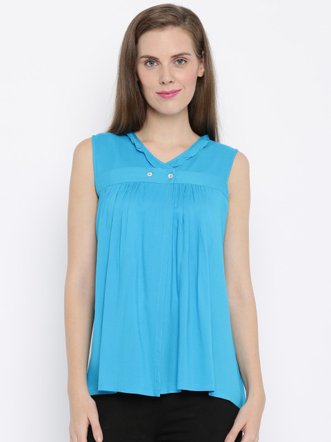 

AND Women Blue Solid Regular Top
