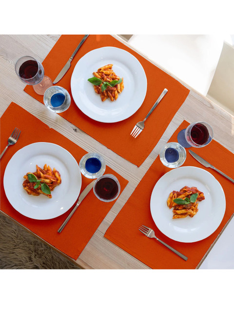 

Lushomes Set Of 6 Orange Solid Cotton Table Placements