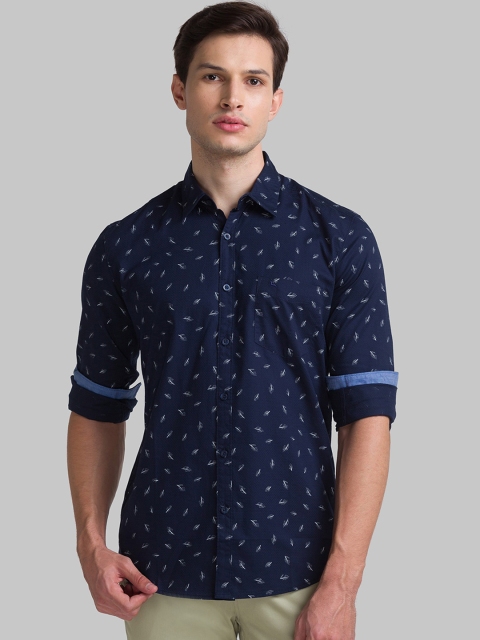 

Parx Men Navy Blue Slim Fit Opaque Printed Casual Shirt