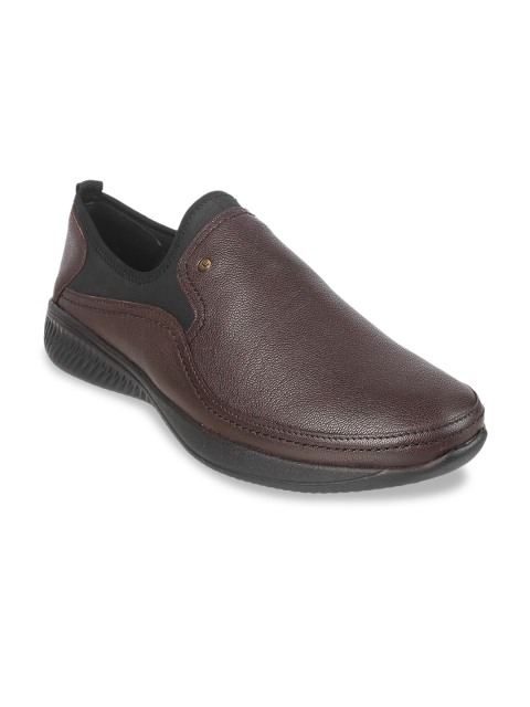 

Mochi Men Brown Textured Leather Slip-On Sneakers