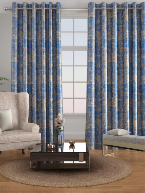 

Raymond Home Set Of 2 Blue Jacquard Door Curtains