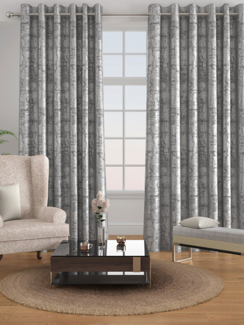 

Raymond Home Set Of 2 Silver-Toned Jacquard Door Curtains