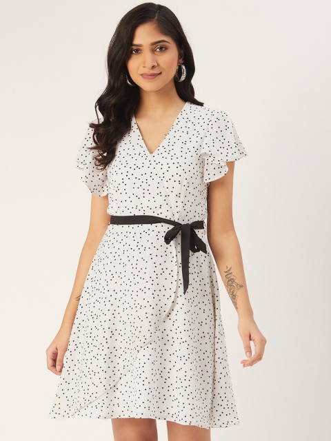 

DODO & MOA Woman White Polka Dot Print Wrap Dress