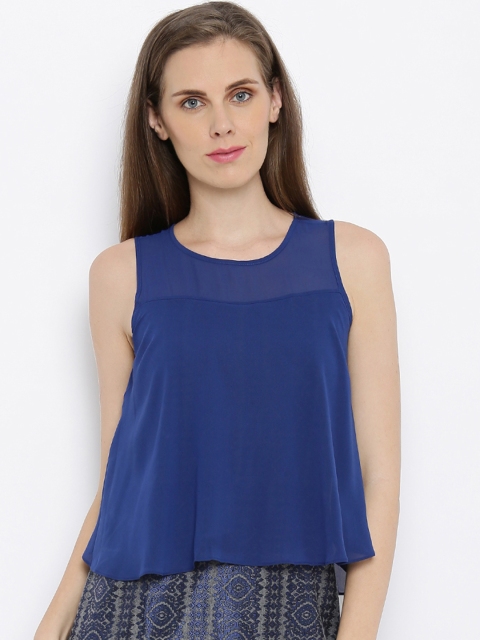 

AND Women Blue Solid Blouson Dress