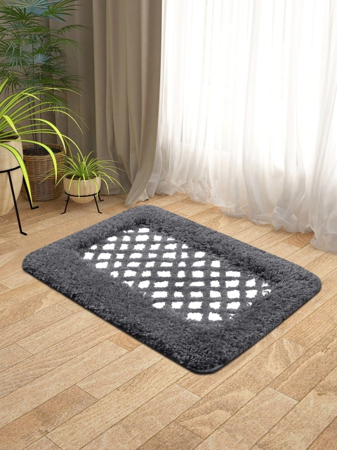 

KICA Grey & White Patterned Microfibre Anti-Skid Bath Rug, Charcoal