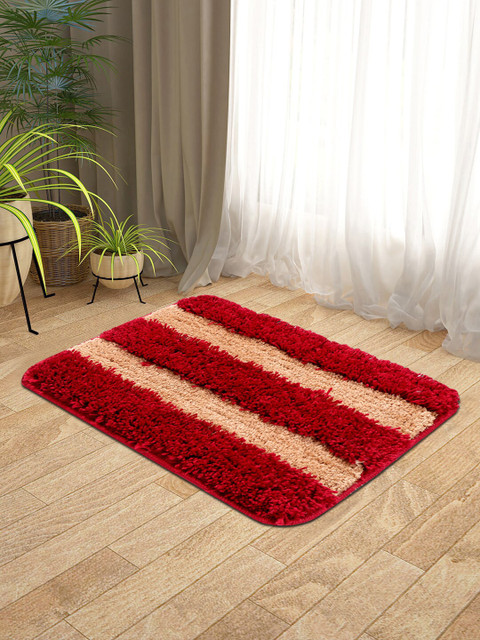 

KICA Maroon & Beige Set of 2 Anti-Skid Microfibre Door Mat
