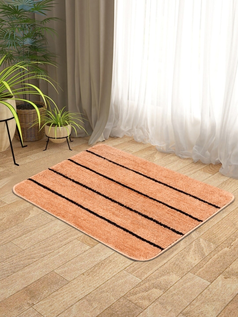 

KICA Brown & Black Striped Microfibre Anti-Skid Bath Rug