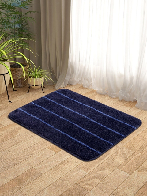 

KICA Blue Super Soft Stripe Design Microfiber Mat With Anti-Skid Latex Back