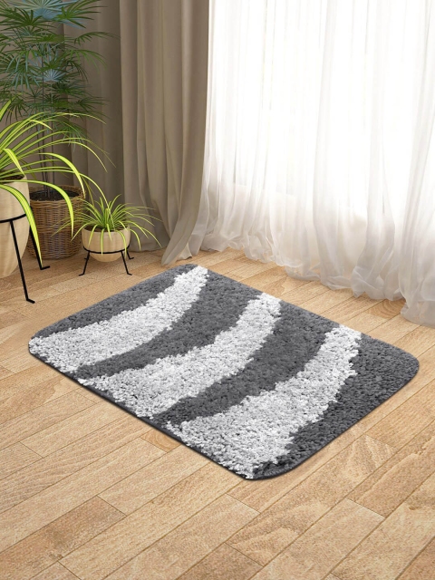 

KICA Set Of 2 Charcoal & Grey Striped Anti-Skid Microfibre Door Mats