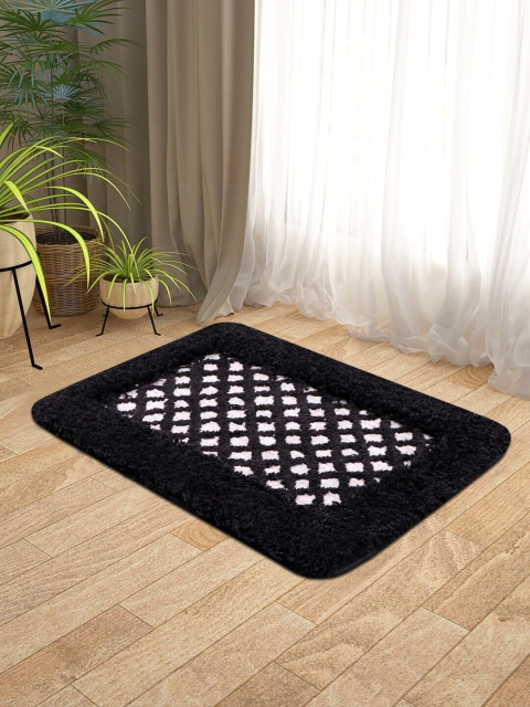 

KICA Black & White Patterned Microfibre Anti-Skid Bath Rug, Blue