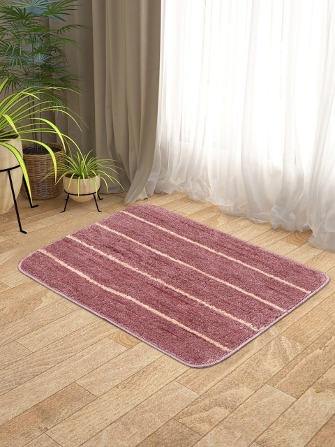 

KICA Pink Super Soft Stripe Design Microfiber Mat With Anti-Skid Latex -2 pc.