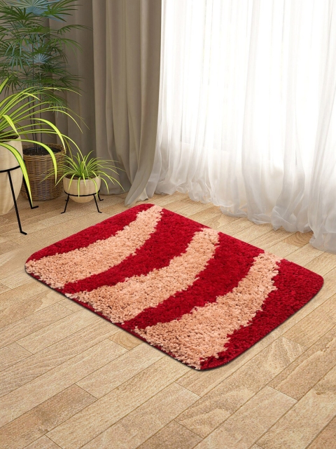 

KICA Red & Peach Colourblocked Microfibre Anti-Skid Bath Rug