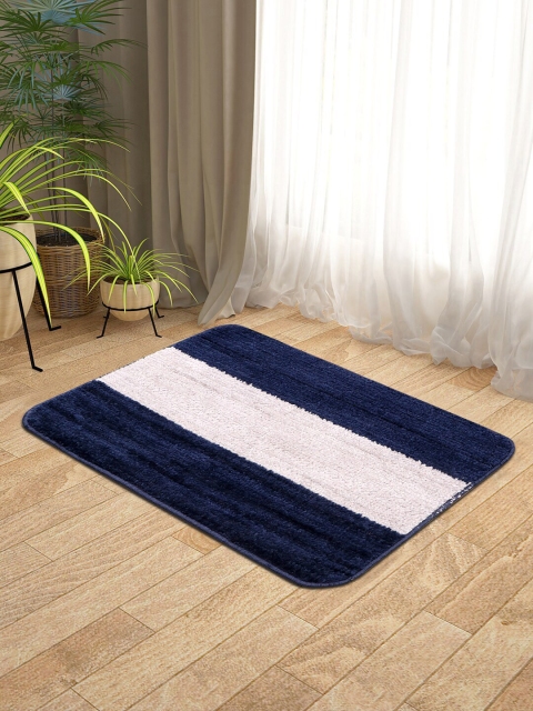 

KICA Blue Super Soft Stripe Design Microfiber Mat With Anti-Skid Latex