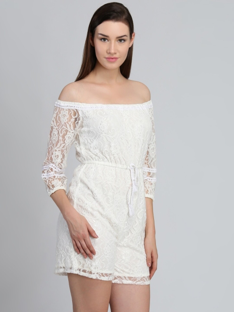 

DODO & MOA White Off-Shoulder Lace Jumpsuit