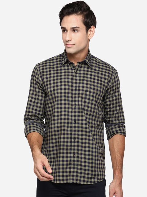 

JADE BLUE Men Navy Blue Classic Slim Fit Opaque Checked Casual Shirt