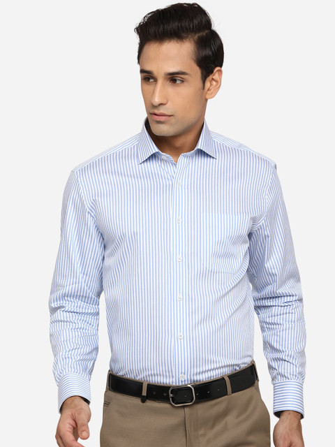 

JADE BLUE Men Blue Classic Opaque Striped Formal Shirt