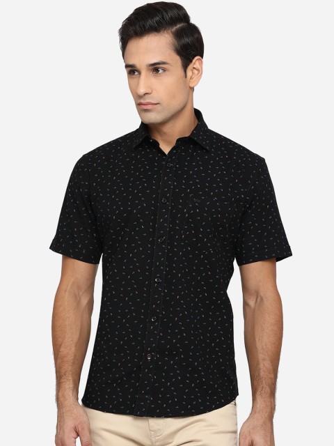 

JADE BLUE Men Black Classic Slim Fit Opaque Printed Casual Shirt