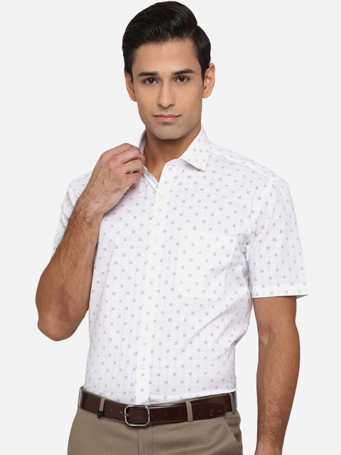 

JADE BLUE Men White & Black Classic Opaque Printed Formal Shirt