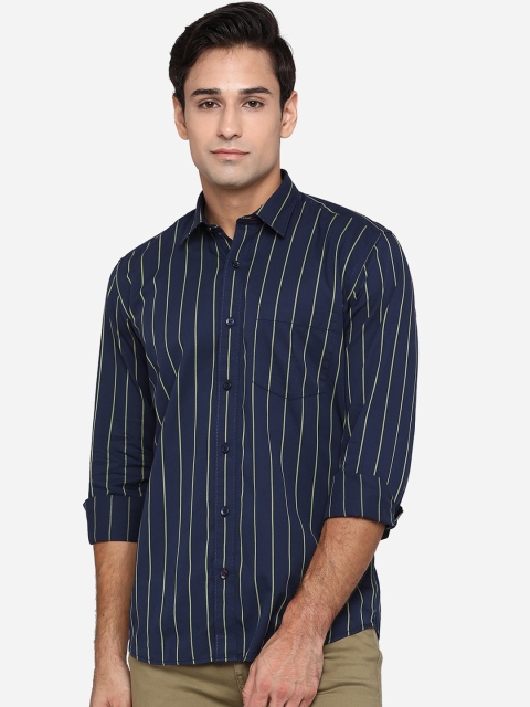 

JADE BLUE Men Navy Blue Slim Fit Striped Casual Shirt