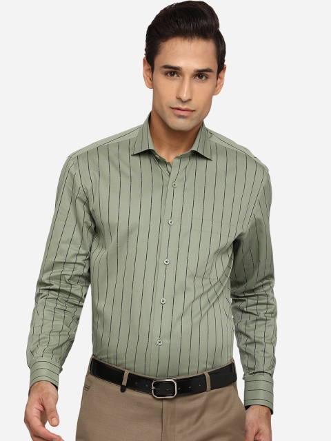 

JADE BLUE Men Green Classic Opaque Striped Formal Shirt
