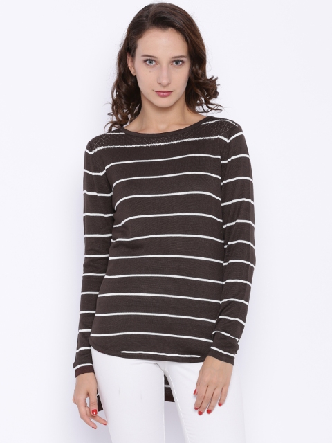 

Deal Jeans Women Brown Striped Top