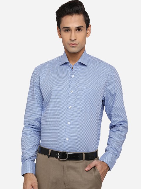 

JADE BLUE Men Blue Classic Micro Checks Opaque Checked Formal Shirt