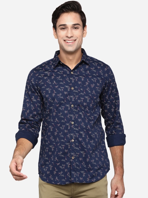 

JADE BLUE Men Blue Cotton Slim Fit Floral Opaque Printed Casual Shirt