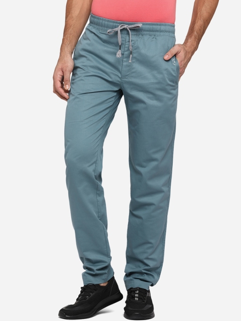 

JADE BLUE Men Blue Solid Pure Cotton Track Pants