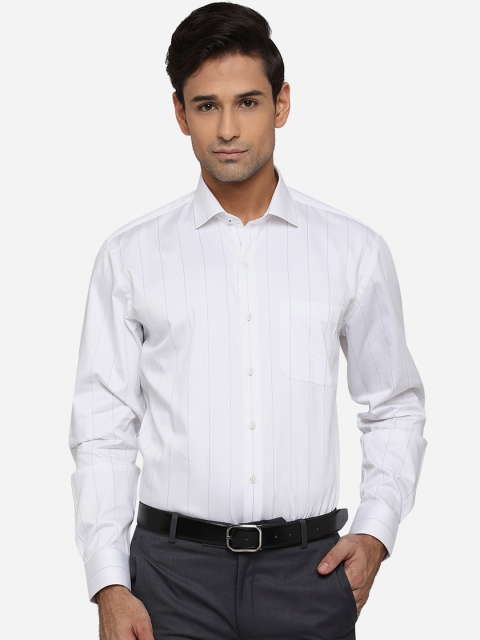 

JADE BLUE Men White Classic Opaque Striped Formal Shirt