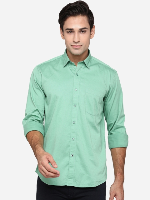 

JADE BLUE Men Green Classic Slim Fit Opaque Pure Cotton Casual Shirt
