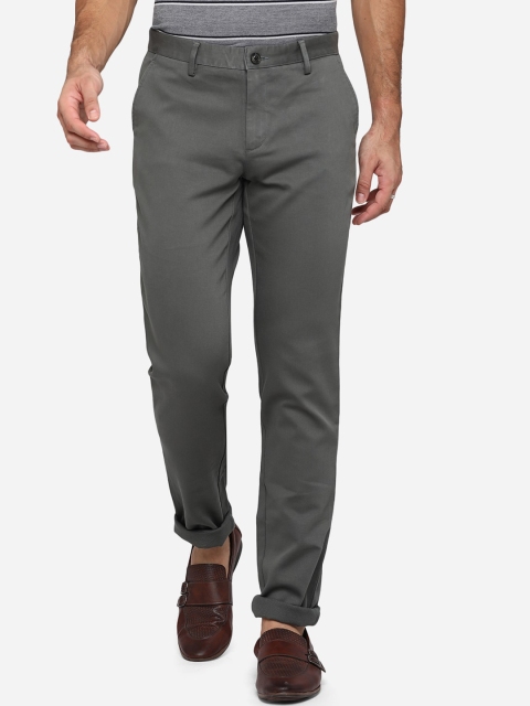 

JADE BLUE Men Grey Slim Fit Cotton Trousers