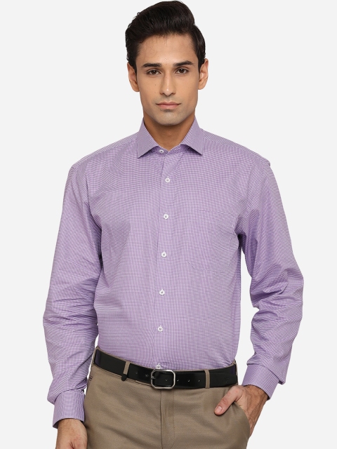 

JADE BLUE Men Purple Classic Micro Checks Opaque Checked Formal Shirt