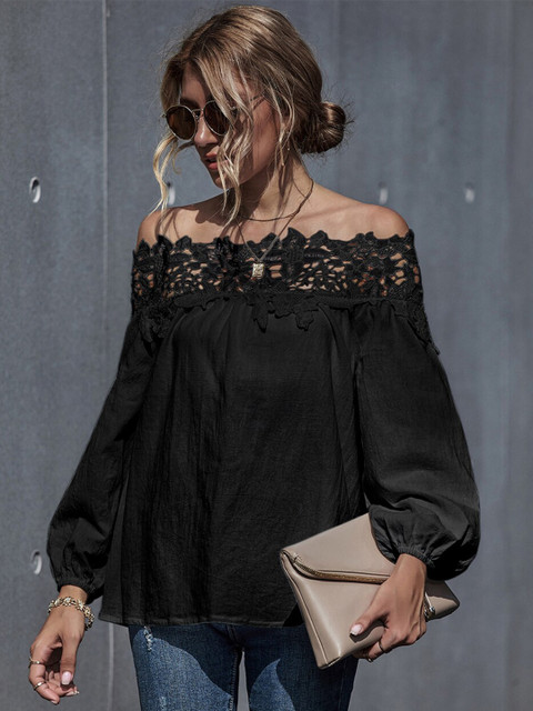 

GRACE & JACK Black Off-Shoulder Bardot Top